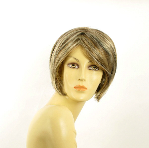 Perruque courte anti-chaleur pour cheveux fins, volume blond clair et chocolat