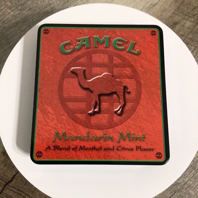 Vintage Advertising Empty CAMEL Mandarin Mint Cigarette Tabacco Tin R J Reynolds