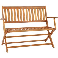 Banc de Jardin Pliable en Bois d'Eucalyptus 2 Places pour Terrasse Balcon Jardin