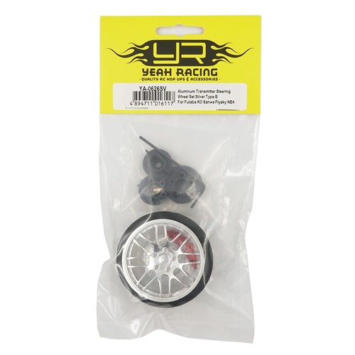 Yeah Racing Alu. Transmitter Steering Wheel Silver Type B Futaba KO Sanwa Flysky - Picture 2 of 3