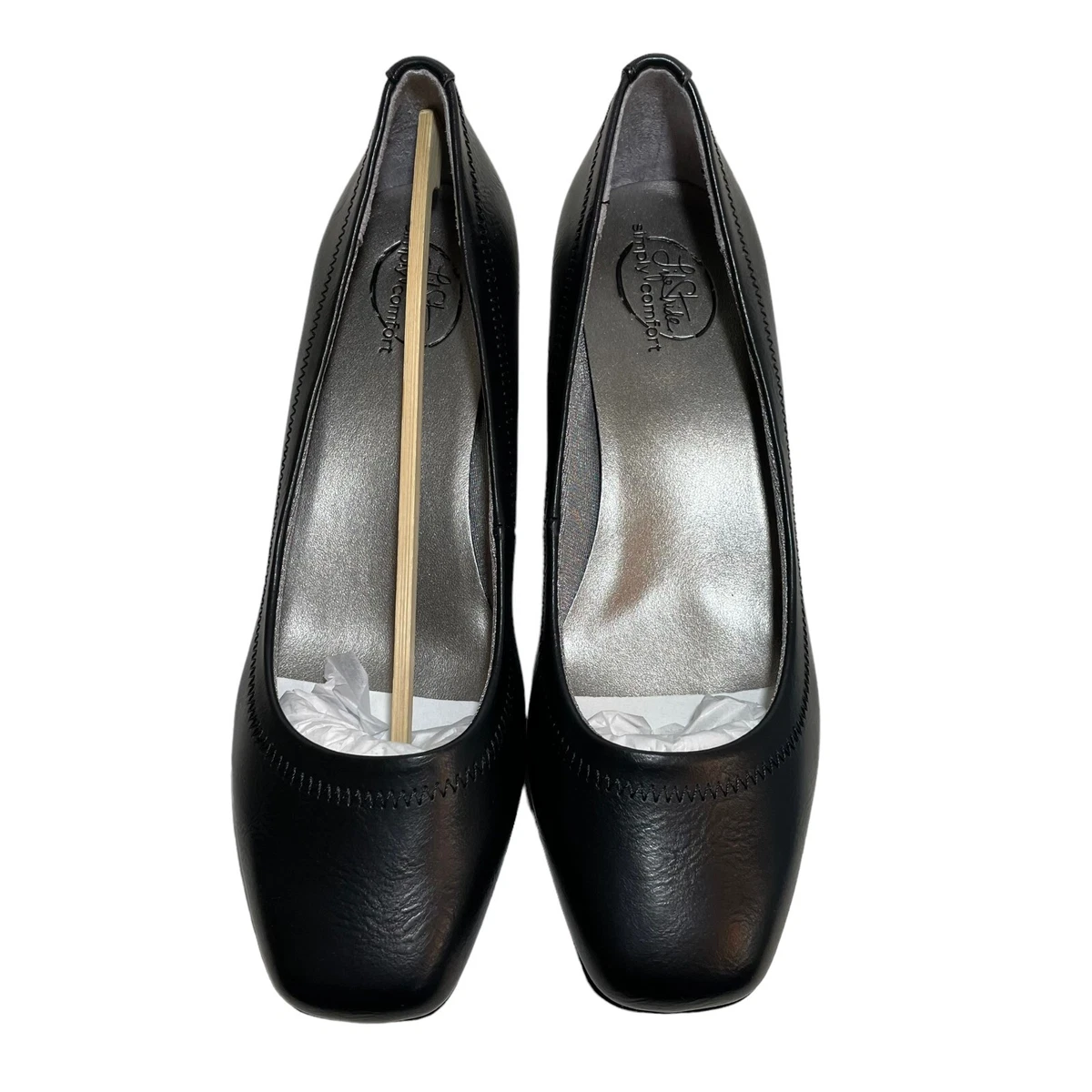 LifeStride Womens Groovy Pumps Size 8.5 Black Square Toe Wedge NEW