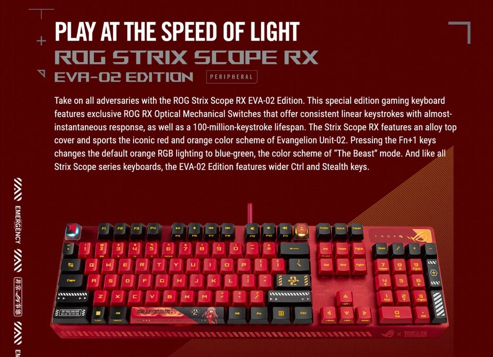 ASUS ROG Strix Scope RX EVA-02 Edition Mechanical Gaming Keyboard Evangelion - Image 4 of 4