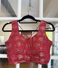 Pink Banarasi Readymade Choli Blouse Crop Top For Saree And Lehenga