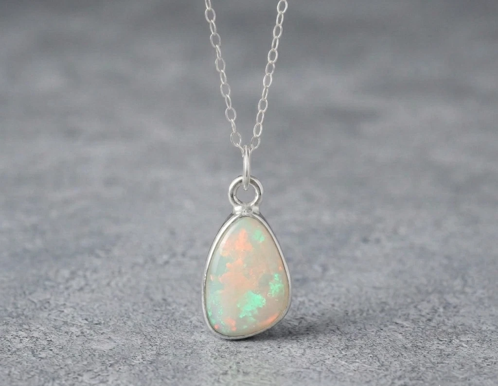 Natural Ethiopian Fire Opal Pendant Handmade Sterling Silver Rough Jewelry image 1