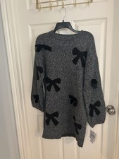 By & By Sweater Dress Size S Gray Black Bows