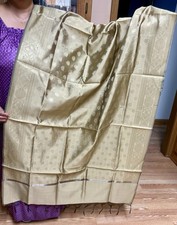 Gray GOLDEN BANARSI CHANDERI Dupatta Wrap Scarf Stole Chunri shawl WEDDING