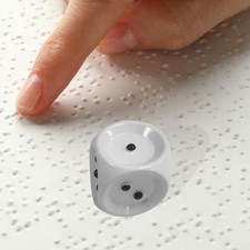 White Tactile Dice Portable Professional with Raised Pips for Blind Players