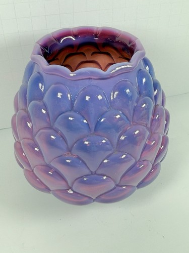 Vintage Fenton Jacqueline Pink Purple Plum Opalescent Rose Bowl Vase 9153 - Picture 2 of 6