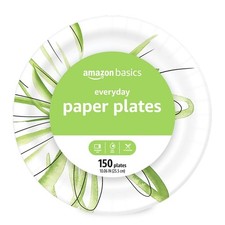 Amazon Basics Everyday Disposable Paper Plates, 10 Inch, Microwave-Safe, Cut Re