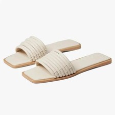 Dolce Vita Indy Ivory Off White Multi Strap Square Toe Slide Sandals Womens 10