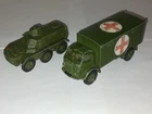 VTG 1950s DINKY No 626 MILITARY AMBULANCE w/ ARMOURED PERSONNEL CARRIER. VGC