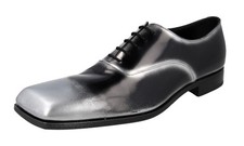 PRADA Square Oxford Spray RUNWAY Dress Shoes 2EA165 Black Silver -  US 10 EU 43