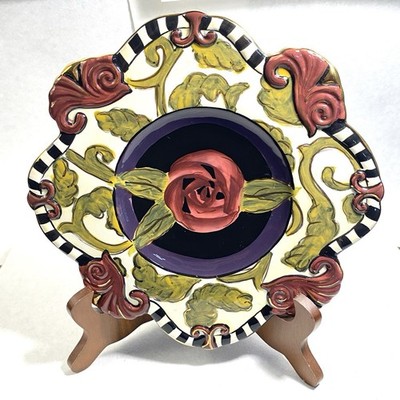 Joyce Shelton Giftcraft Certified Classic Rose Salad Plate 9  Checked Checkered