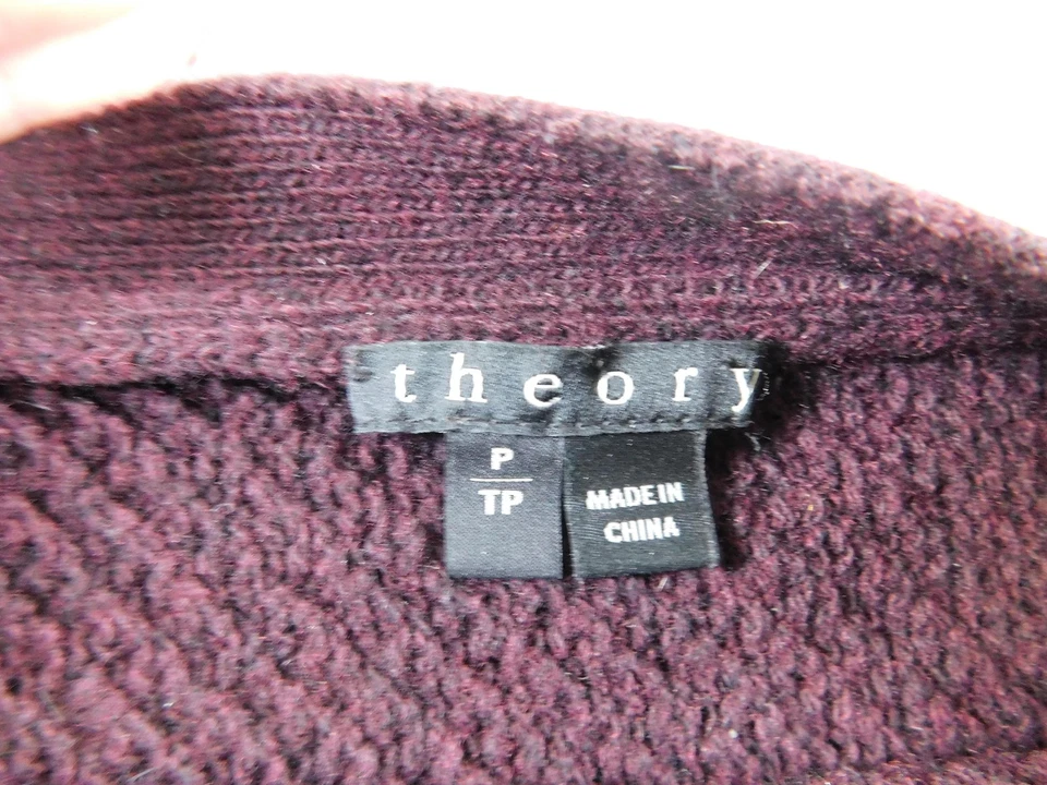 Suéter Theory Mujer Pequeño Pequeño Borgoña Lana Cachemira Angora Cuello Redondo Acanalado Foto 4 de 4