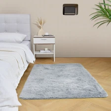 Grey Soft Fluffy Rectangle Rug 3x5 ft, Shag Furry Plush Throw Rug for Bedroom...