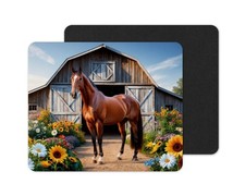 Horse At The Barn Mouse Pad: Vibrant Neoprene Computer Accessory