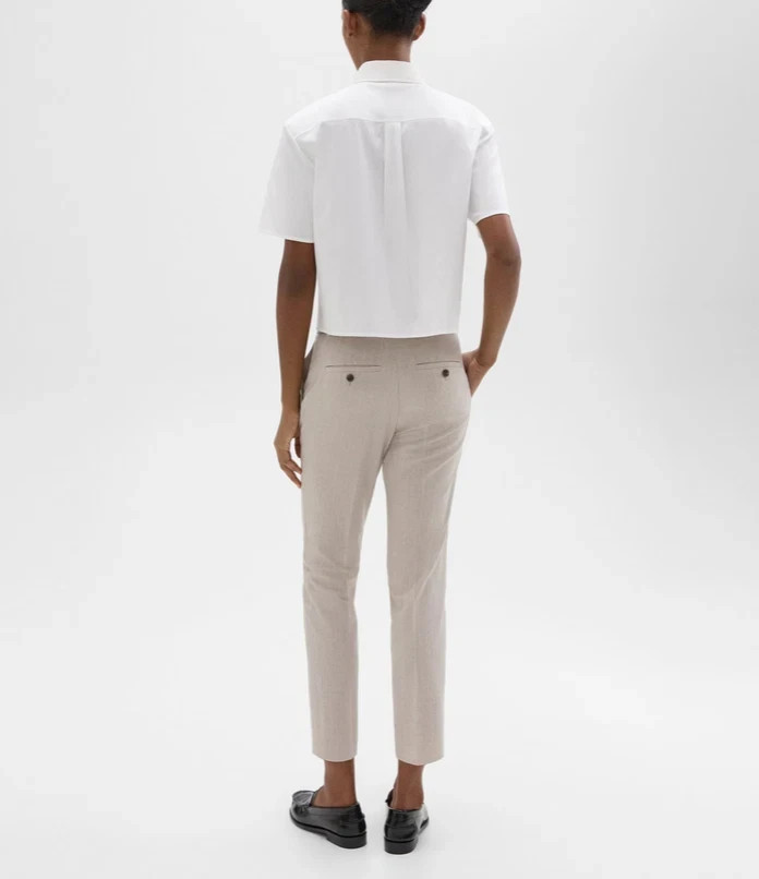 Theory Treeca Pant in Good Wool in Sand Melange Sz 0 MRSP $195 Sold Out image 2