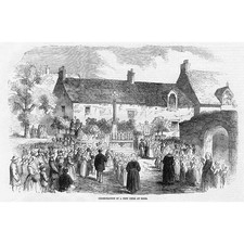 FRANCE Consecration of a New Cross at Blois - Antique Print 1857