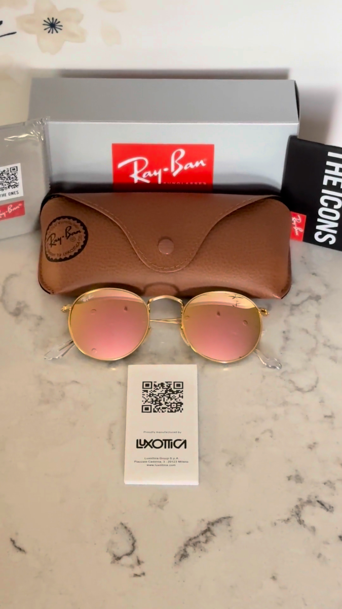 Store Display Rayban Round Metal RB3447 Pink Mirror Men / Women