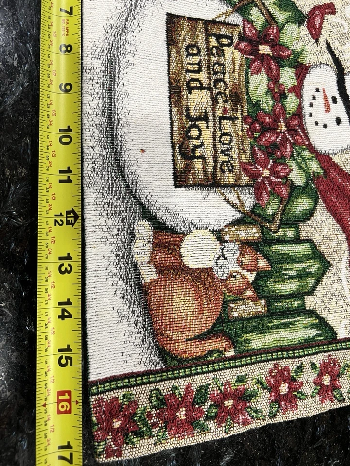2 件套圣诞挂毯 Placemats 雪人猫“Peace Love and Joy”15x11.5 — 第 2/4 张图片