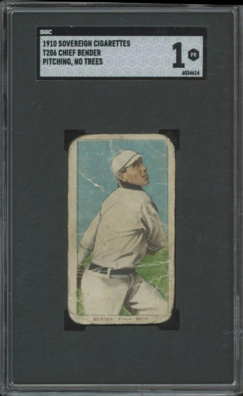 1909 T206 CHIEF BENDER POOR NO TREES IN BACKGROUND SOVEREIGN SGC 1 ATHLETICS
