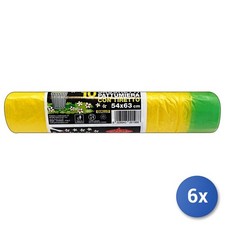 6X Sacs À Ordures 54X63 Poignées Peterp. Jaune 10 Pièces