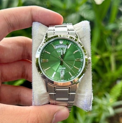 Casio MTP-1381D-3A Green Analog Stainless Steel Day Date Men's Classic Watch
