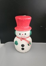 Vintage Christmas Snowman With Hat Candle Large 8"