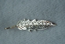 Sterling Silver .925 Large Feather charm / pendant  1.5" tall x 3/8" wide *S