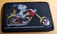 Snoopy & Woodstock Riding Motorcycle Chopper Embroidered  Patch approx 2.5x3.75"