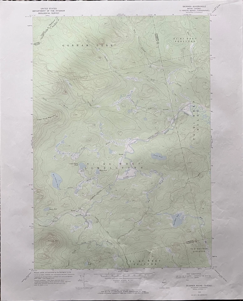 Mapa Skinner Maine Quebec CA 1970 Pesquisa Geográfica Topográfica 1:24000 27 x 22" TOPO8 - Imagem 2 de 3