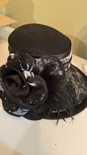 Silvery White  Black Velvet Church Dress Hat By Mr. HI  s