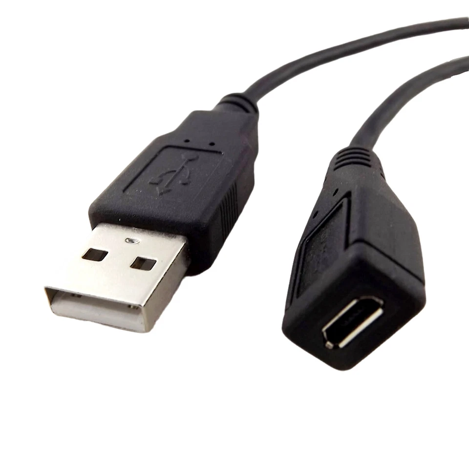 USB 2.0 A Male To Micro 5 Pin USB Female Charging Data Converter Connector Cable - Image 2 of 4