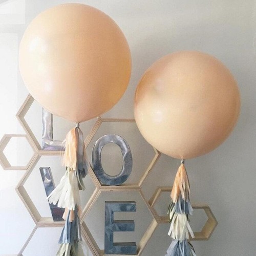 18 inch Big Beige Balloons Rustic Gender Reveal Wedding Baby Shower Birthday - Picture 5 of 20