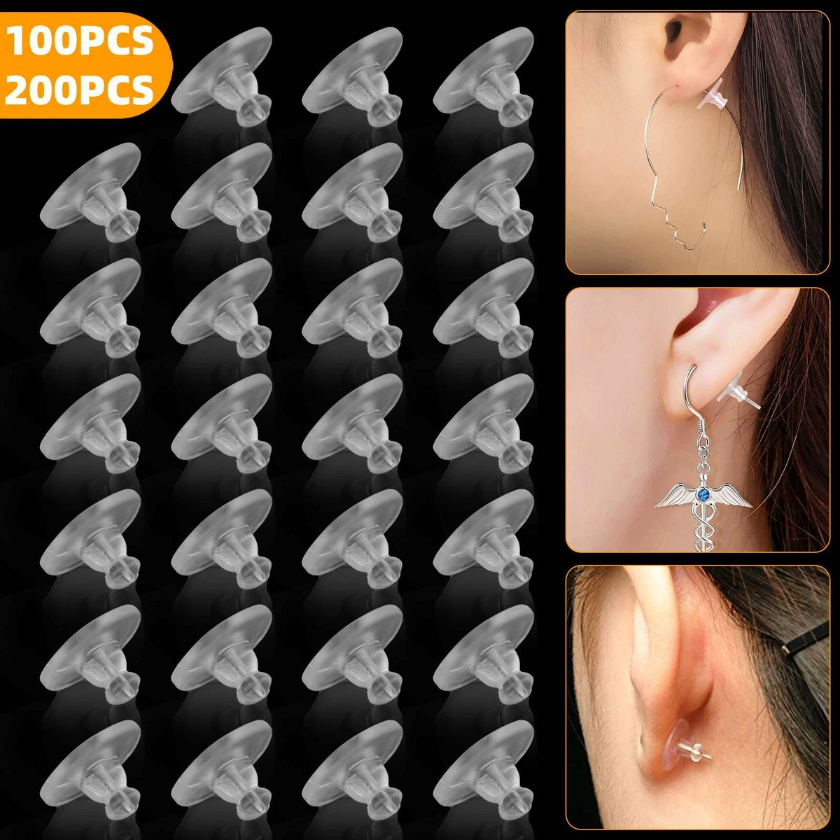 200pcs Soft Earplugs Pierced Earrings Pierced Earring Backs for