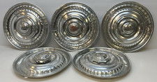 Used OEM Set of 5 13" Slotted Ace Mercury Disc Hubcaps 793465 1959 MG MGA (SR)