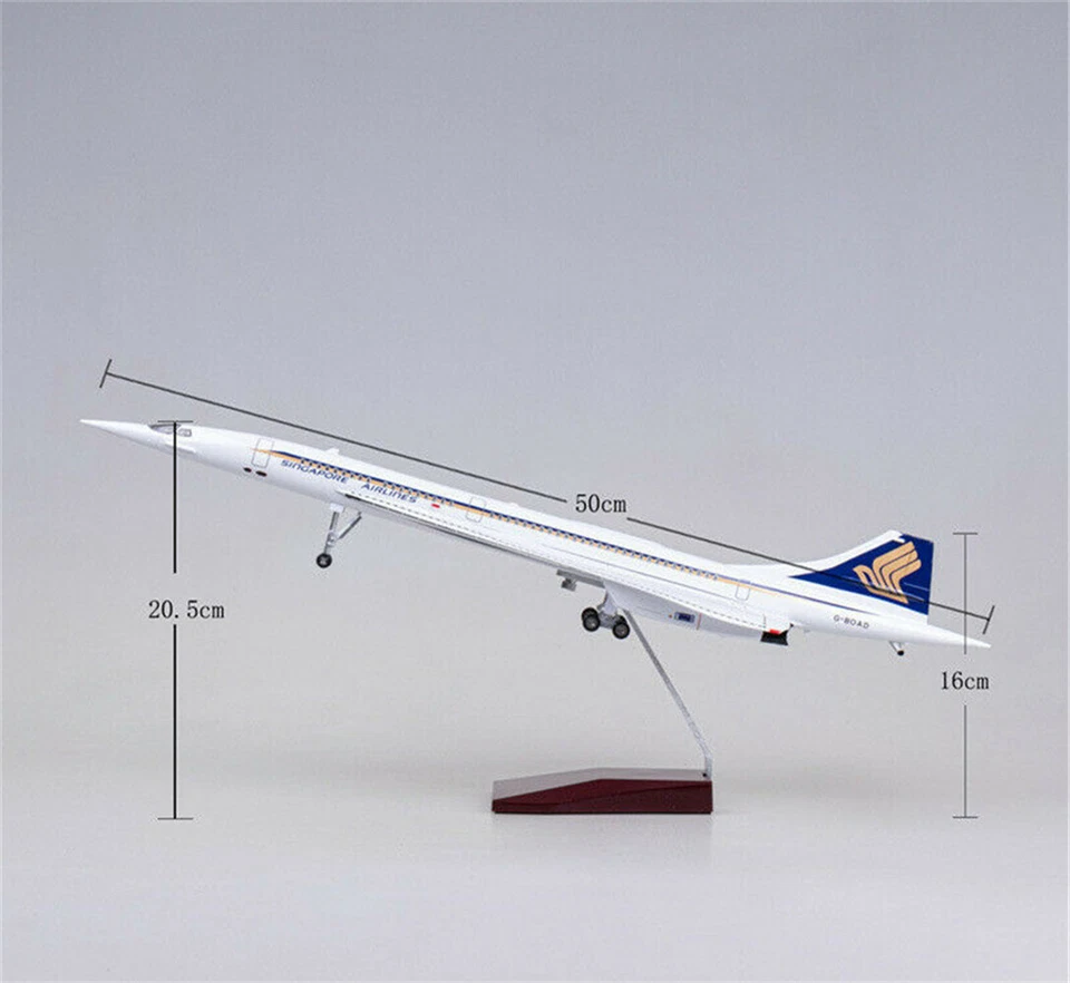 1/125 50cm Singapore Airlines Concorde Passanger Airplane Plane W/Light Sound To - Image 2 of 4