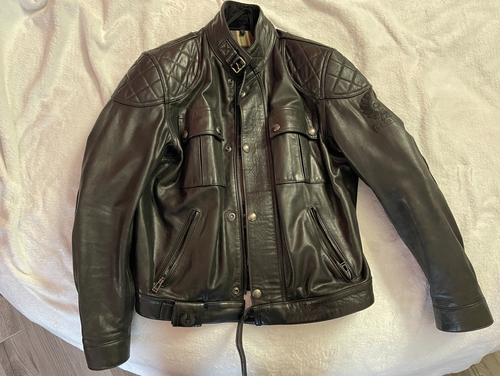 Giacca da moto Belstaff in pelle nera TG L con protezioni removibili | eBay