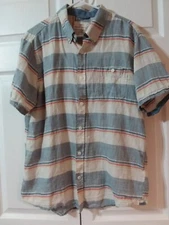 Original Weatherproof Vintage Men's Size L Short Sleeve Shirt Button Up Stripes