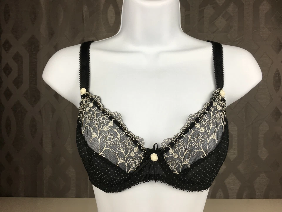 Ruby Pink KEIA Sexy Lingerie Sheer w/ Lace Underwire Bra - Black Polka Dot 1027 - Image 2 of 4