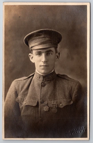 Vintage Postcard WW1 Man In Military Uniform RPPC