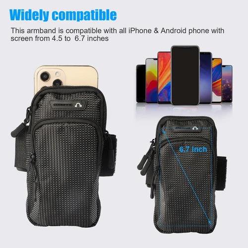 Cell Phone Armband Running Phone Holder Sports Arm Band Strap Gym Pouch Key Bag - Zdjęcie 7 z 10