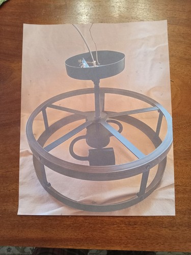 13" Brushed Nickel Drum Light Fixture Dining Room Chandelier, Adjust. 2 Light