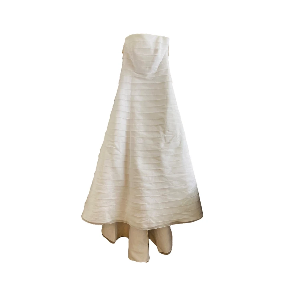 Vestido de novia de organza para mujer talla 8 David’s blanco sin tirantes hasta el suelo Foto 2 de 4