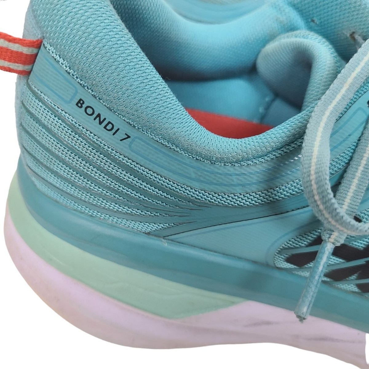 Hoka One One Womens 9.5 Blue Mesh Bondi 7 Running Athletic Sneaker