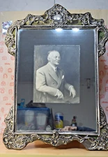 Antique 1911 William Comyns, London England Huge Sterling Mirrored Picture Frame