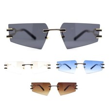 Luxurious Rimless Geometric Metal Frame Designer Style Sunglasses