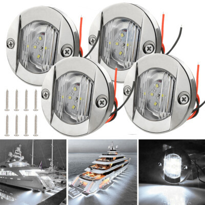 #ad #ad 4X Round Marine Boat LED Courtesy Lights Cabin Deck Stern Navigation Light White $13.96