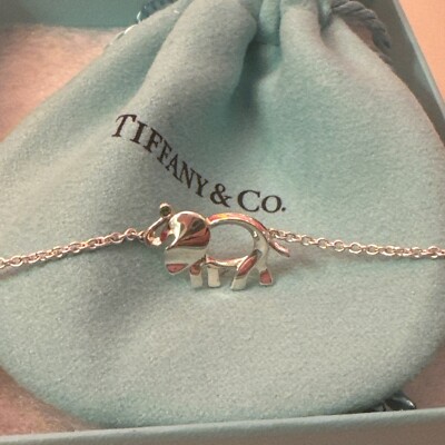 NEW Tiffany & Co. Elephant Bracelet with Tsavorite 6.25in Sterling