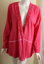 Nwt Focus Usa Sz L Pink Ruffled Garment Dyed Cotton Soft Open Art Jacket Luxury